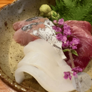 路地裏に灯る『をばんざい すみ』。**一枚板のカウンターで、心静かに過ごす夜。**あなただけの特等席をどうぞ。